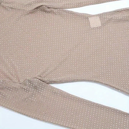 Women'S Sexy Semi-Sheer Mesh Long Sleeve T-Shirt - High Elasticity Slim Fit Round Neck Top, Breathable Stretchy Blouse For Spring Summer Fall, Machine Washable Versatile Casual & Dressy Outfits, Ladies T Shirts, Seasonal Fash