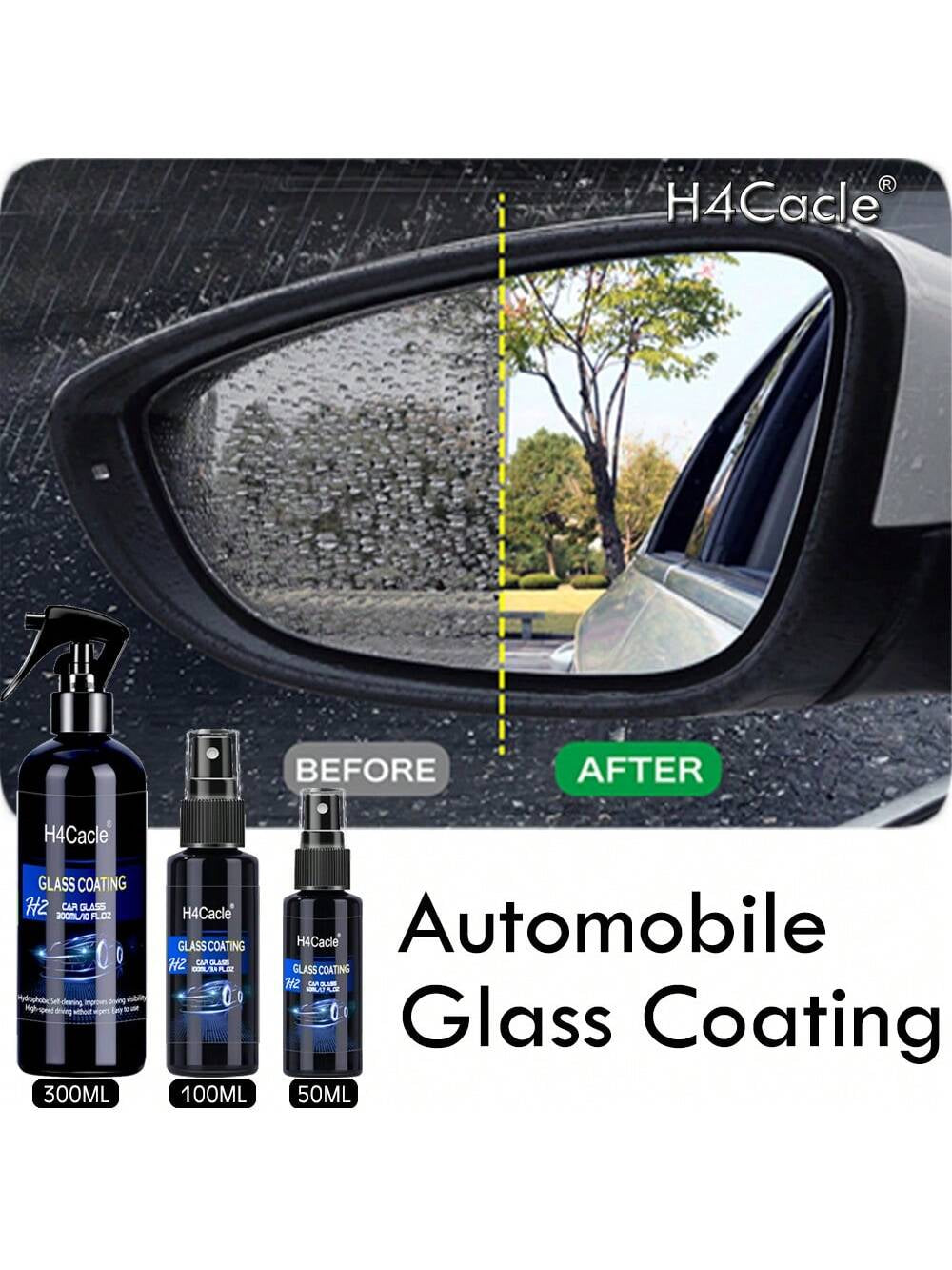 H4Cacle H4Cacle Water Repellent Spray anti Rain Coating for Car Glass Hydrophobic Anti-Rain Liquid Prevention of Sewageradiation Hazards