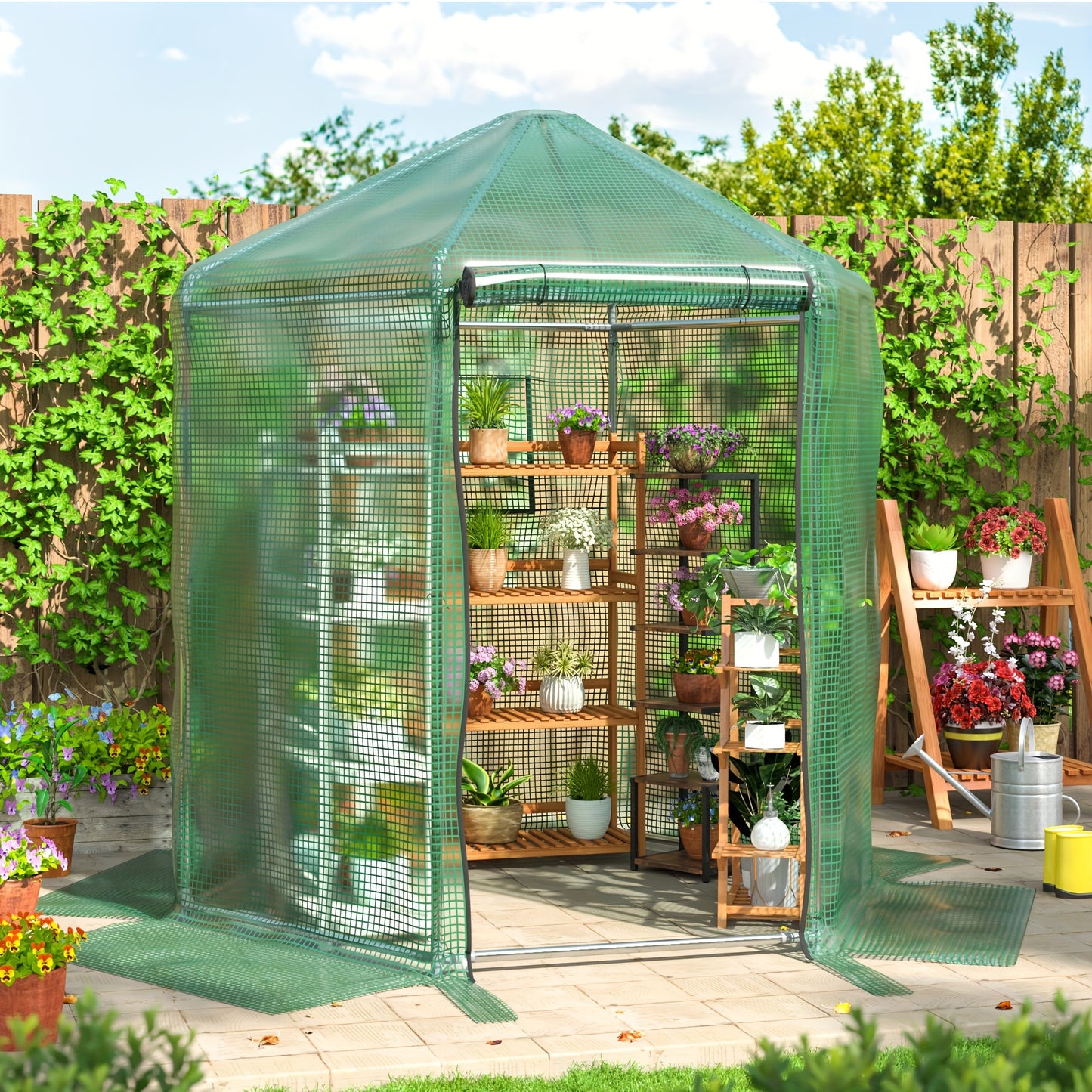 Small Walk-in Greenhouse Kit - Heavy-Duty Metal Frame, 180g Double Layer PE Cover, Indoor and Outdoor Use, Perfect for Garden, Patio, Backyard, Balcony, Easy Assembly and Durable