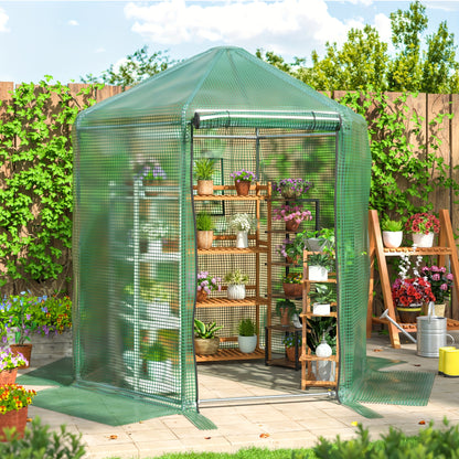 Small Walk-in Greenhouse Kit - Heavy-Duty Metal Frame, 180g Double Layer PE Cover, Indoor and Outdoor Use, Perfect for Garden, Patio, Backyard, Balcony, Easy Assembly and Durable