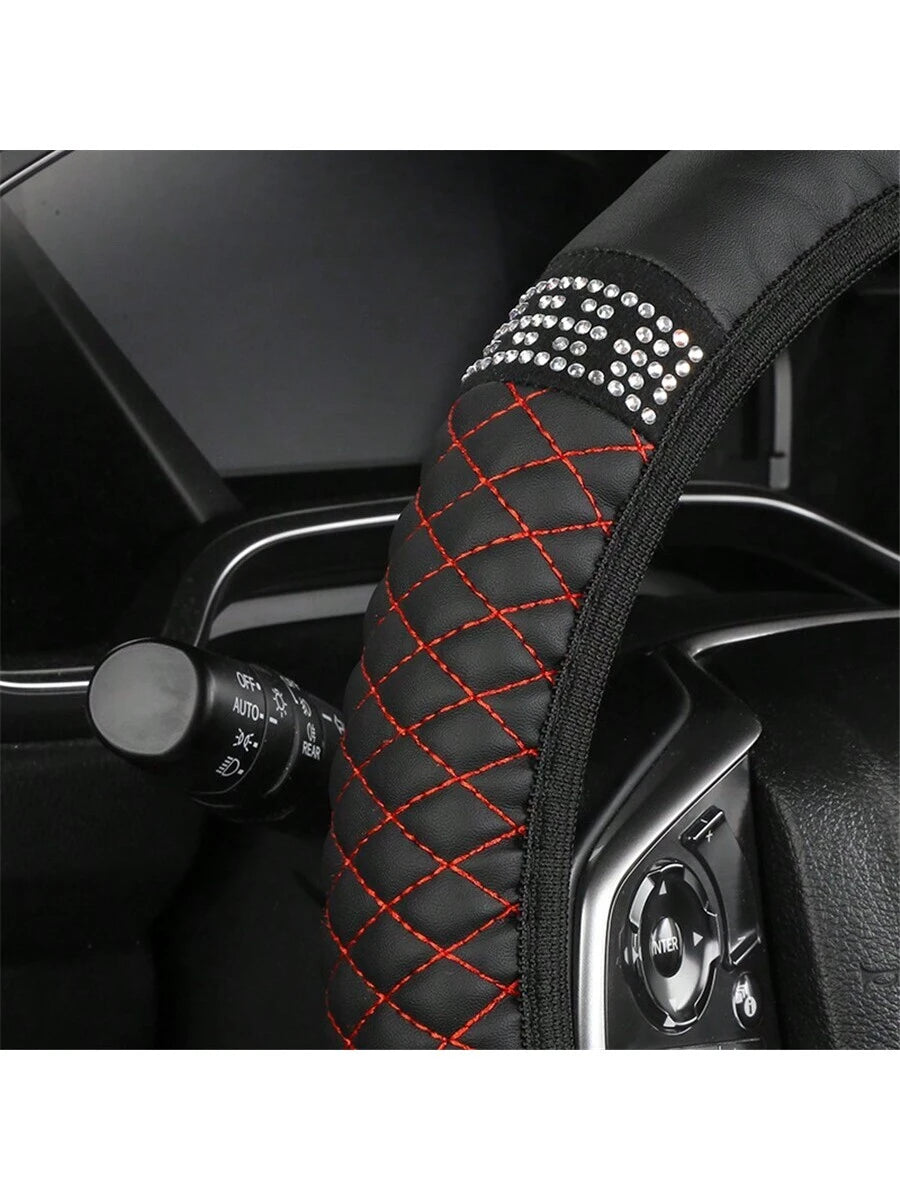 Bling Soft Leather Car Steering Wheel Cover Non-Slip Heat and Cold Protector without Inner Ring