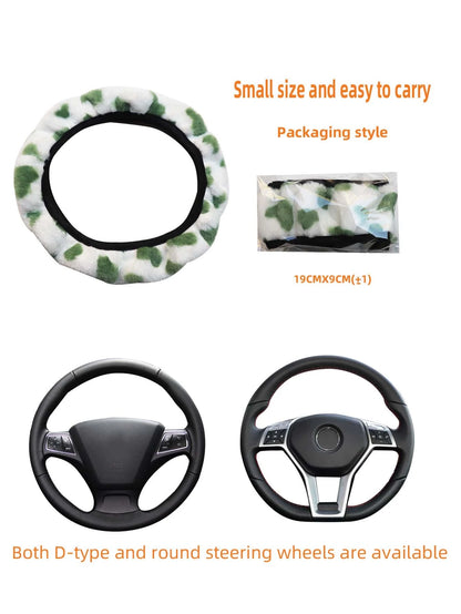 MEIKAXIU 1Pc Plush Heart Shape Steering Wheel Cover, Warm for Winter Car Interior Accessories