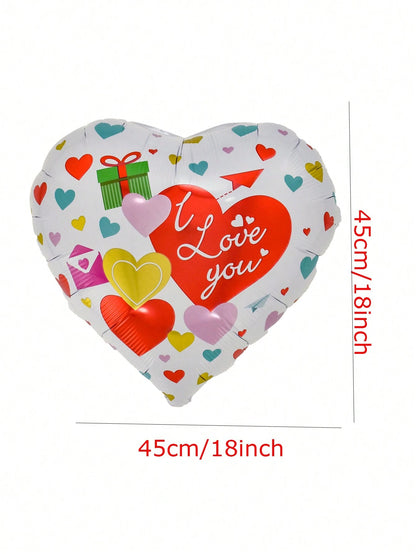 6Pcs 18Inch Heart Happy Valentine'S Day Foil Balloons Helium Balloon Valentine'S Day Decorations Random Style
