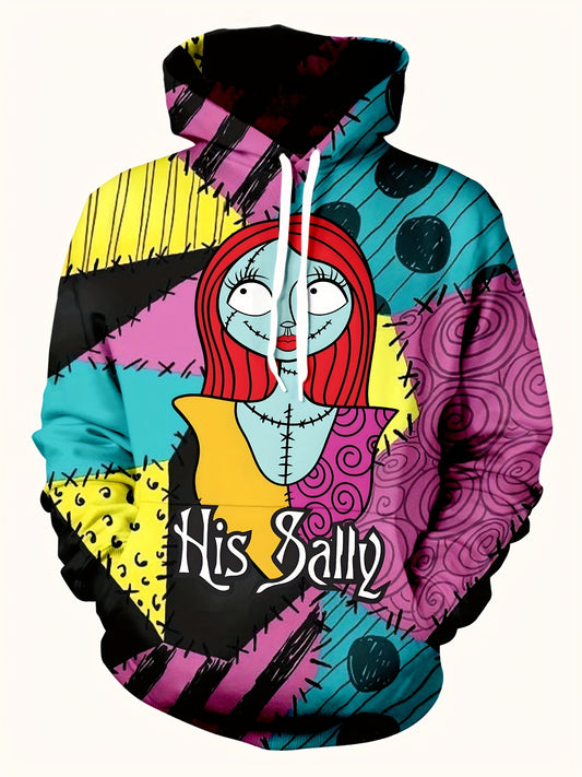 [Disney Jack Skellington Hoodie] Disney Nightmare Before Christmas Jack Skellington Hoodie | Official Sally Graphic Pullover Sweatshirt, Purple & Black Gothic Halloween Costume Apparel, Machine-Washable All-Season Hoodie for