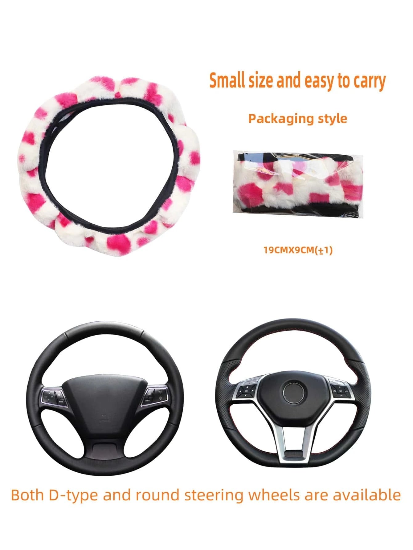 MEIKAXIU 1Pc Plush Heart Shape Steering Wheel Cover, Warm for Winter Car Interior Accessories