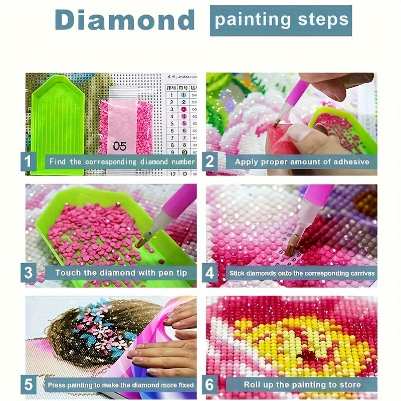 5D New DIY Acrylic Full Drill Large Size Multiple Sizes Adult Diamond Art Painting Kit Suitable for Home Bedroom Entrance Study Bathroom Wall Decoration Easy-to-Use and Relaxing Handicraft Activity Perfect Gift