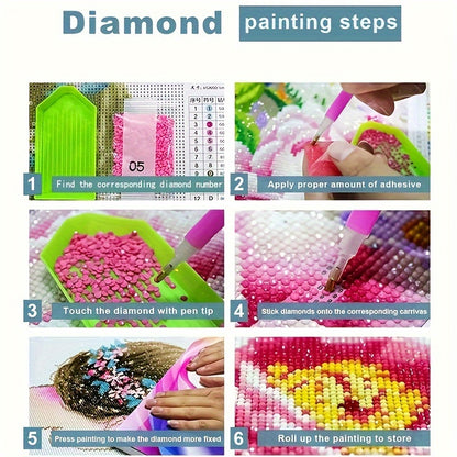 5D New DIY Acrylic Full Drill Large Size Multiple Sizes Adult Diamond Art Painting Kit Suitable for Home Bedroom Entrance Study Bathroom Wall Decoration Easy-to-Use and Relaxing Handicraft Activity Perfect Gift