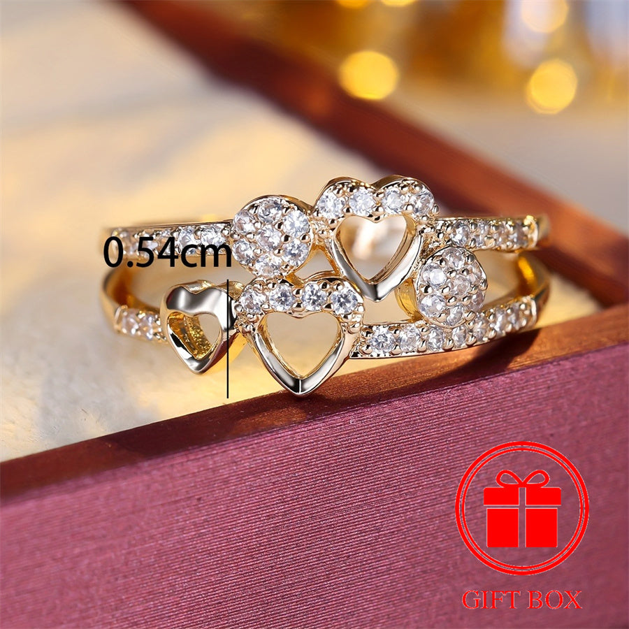 14K Gold‑Plated Heart Ring with CZ December Birthstone – Elegant Gift for Women