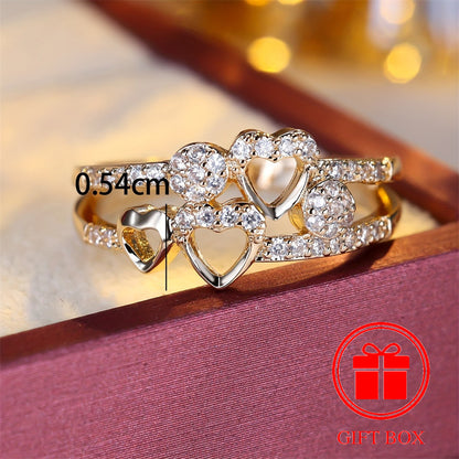 14K Gold‑Plated Heart Ring with CZ December Birthstone – Elegant Gift for Women