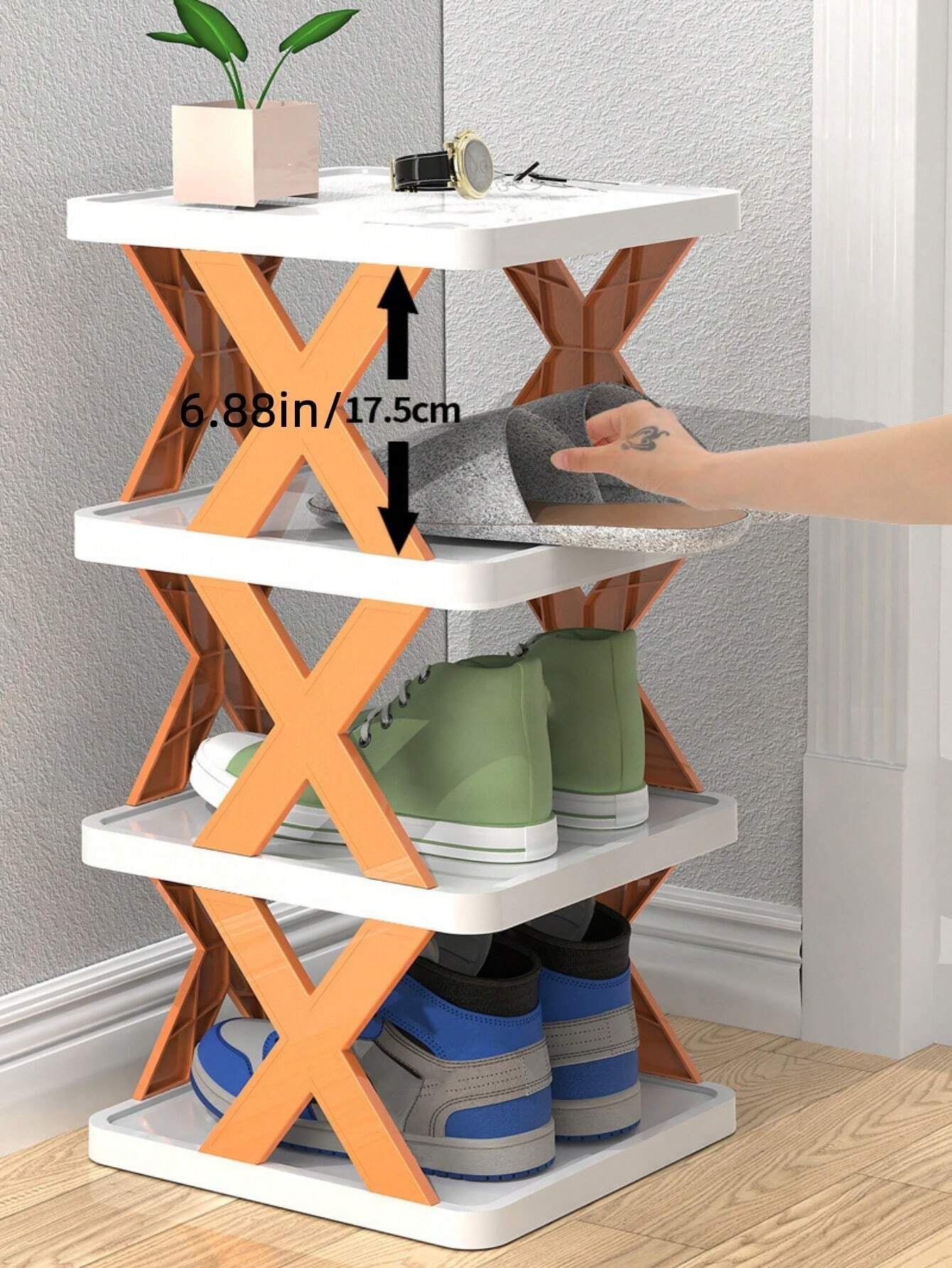 1Pc PP Shoe Storage Rack, Modern Shoe Shelf Organizer and Storage for Floor