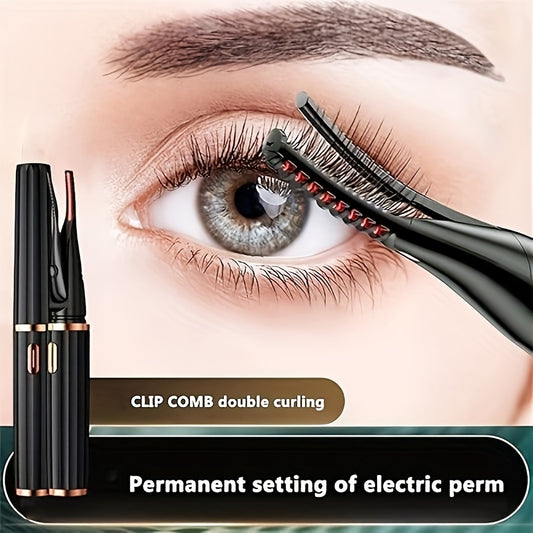 Heated Eyelash Curler USB- 2-in-1 with Comb & Clip-Type/Comb Attachment - 3  Settings, Long-Lasting Curling for Volume/Definition, USB-Rechargeable Lash Curler (Compatible with USB-Ports) - Women's Beauty Gift