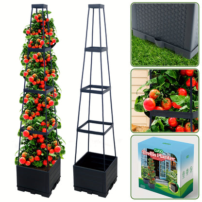 2 Pack 44.8Inch Tomato Planter Box With Trellis Self-Watering Tomato Cage With Trapezoidal Trellis Climbing Plants In Patio Garden Indoor Outdoor