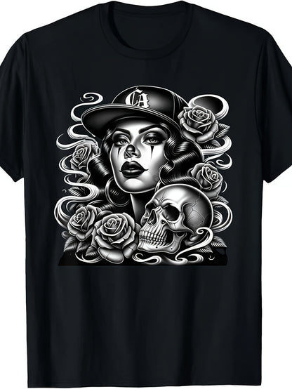 Mexican Street Culture Lowrider Beautiful Latina Women T-Shirt Same style for men and women 2025 summer short-sleeved printed T-shirt pure 220G, Casual Wear, Summer Fashion, Retro Design, Streetwear Aesthetic, Breathable Mate