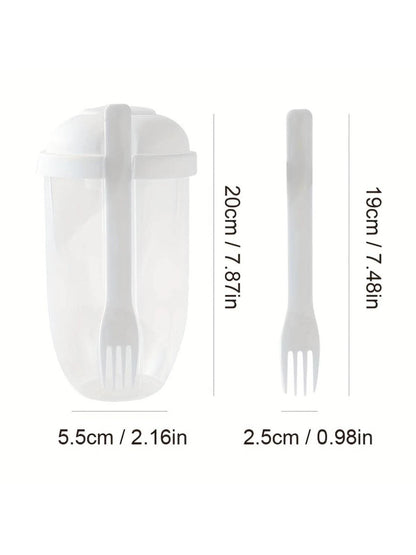 Salad Cup and Fork Set, Salad Meal Shaker Cup, PP Material Healthy Salad Container, Picnic Lunch Breakfast Salad Cup, Kitchen Gadgets, Party Party Date Outing Salad Cup