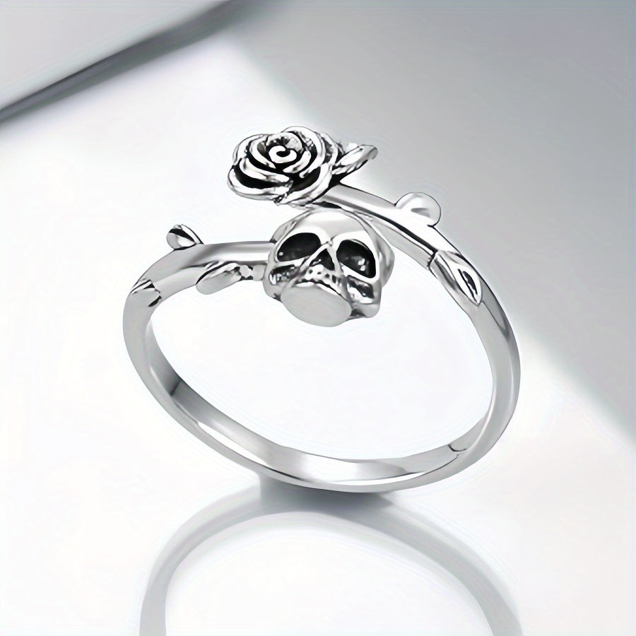 1pc Gothic Skull Ring Rose Ring Men'S and Women'S Rings Easter Gifts for Relatives and Friends Mother'S Day Gifts Get My Gifts Every Day Jewelry Gifts for Women