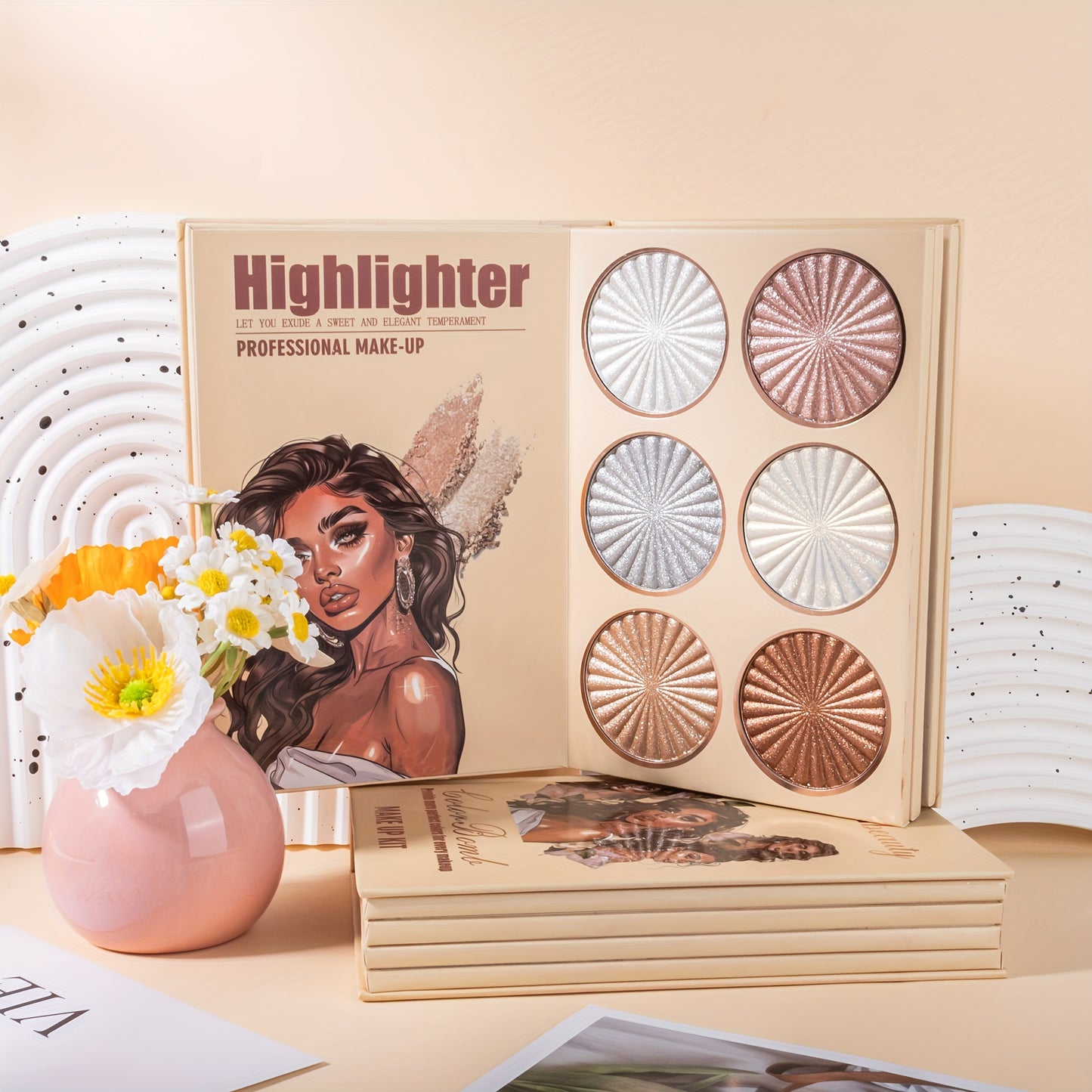 A 43-Color Makeup Palette Designed Like a Book, Featuring Matte Contour And Blush Shades, Shimmering Glitter Highlighter Powder, And Versatile Makeup Options