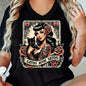 Women's Black "Gatos Before Vatos" Cat & Spanish Phrase T-Shirt - Short Sleeve Round Neck Casual Summer Top with Flower & Cat Pattern, Stretchy Spring Blouse for Spanish Speakers/Cat Lovers