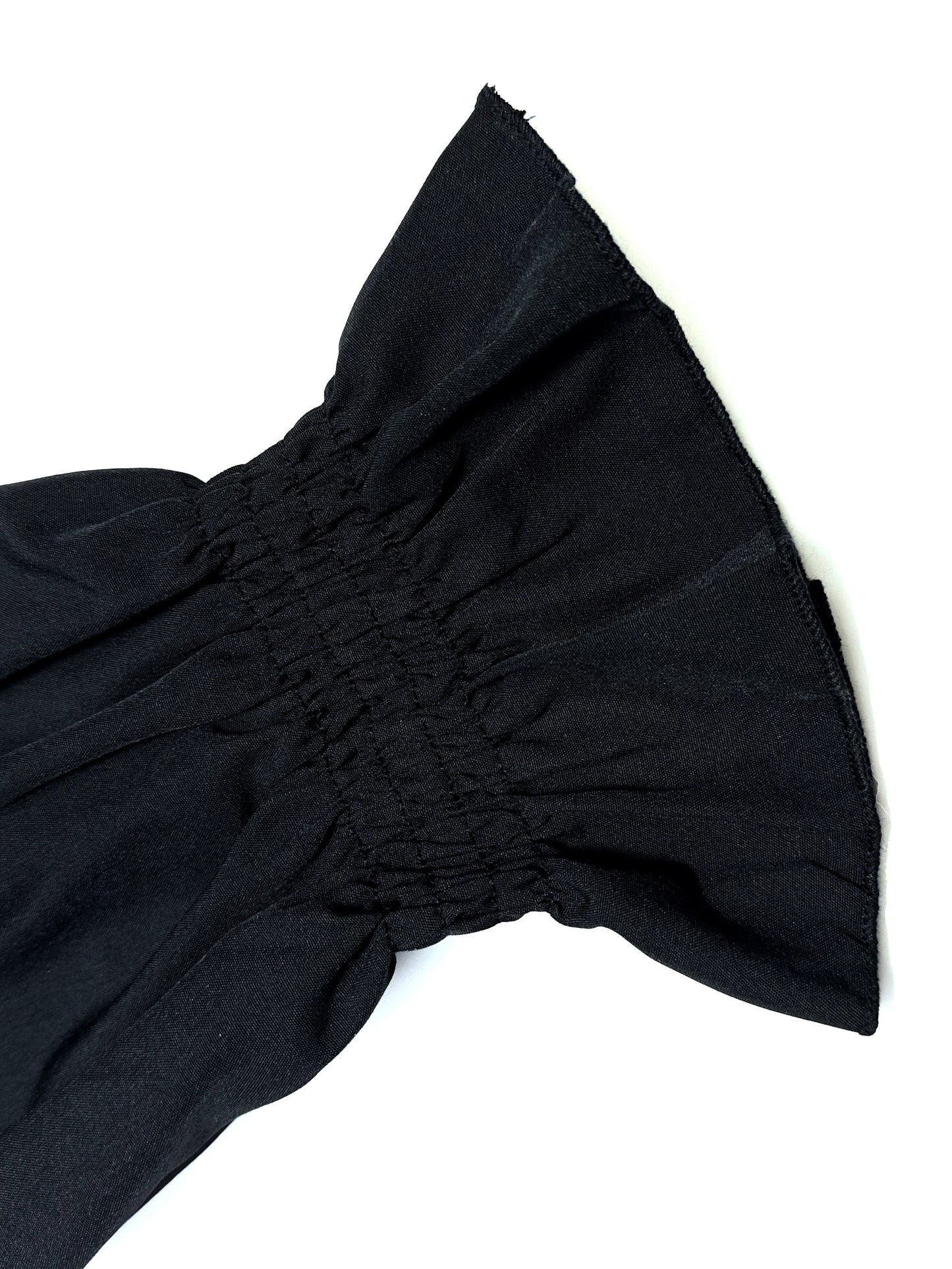 Chic Off Shoulder Ruffle Trim Blouse - Soft Micro Elastic Polyester Fabric, Shirred Details, Solid Color, Casual Long Sleeve Top for Women - Perfect for Spring, Fall, and Summer