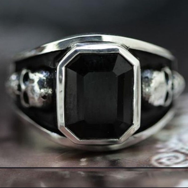 Gothic Bohemian Skull Ring for Men - Black & Gothic Jewelry with Intricate Skull & Crossbones Design, Durable Everyday & Halloween/Christmas/Thanksgiving Party Accessory, Year-Round Statement Ring for Men'S Fashion & Themed E