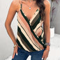 Elegant Striped V-Neck Cami: Chic Wrap Style, Durable & Easy-Care, Perfect for Spring-Fall