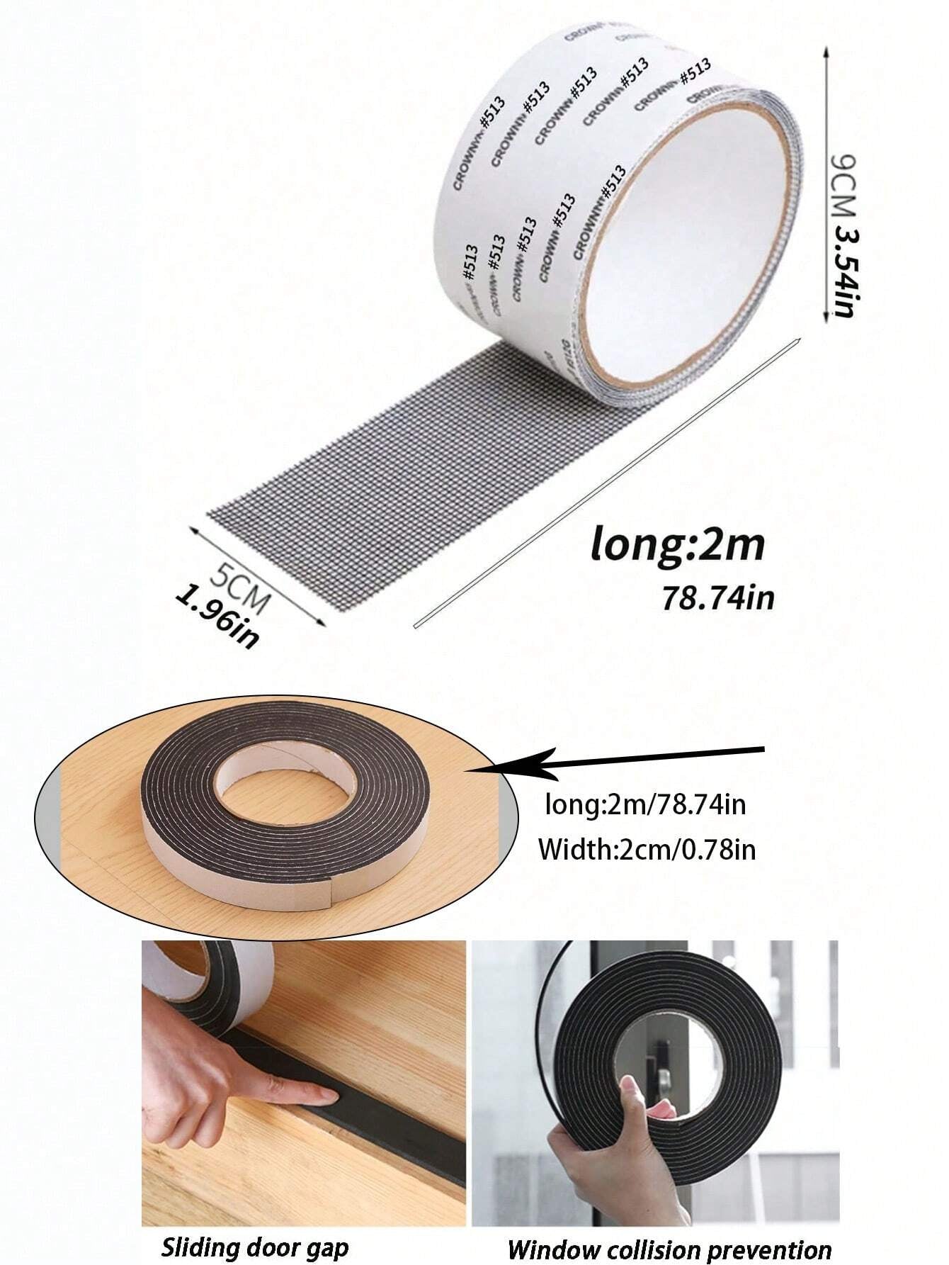 1 Roll Window Screen Repair Tape, Self-Adhesive Mesh Tape for Window Screen Hole Patching, Window Mesh Repair Strips for Dormitory Curtain, Self-Stick Window Screen Repair Tape, Window Screen Repair Patch, Hole Tear Insect/Noise Proof Window Sill Sealing Strip