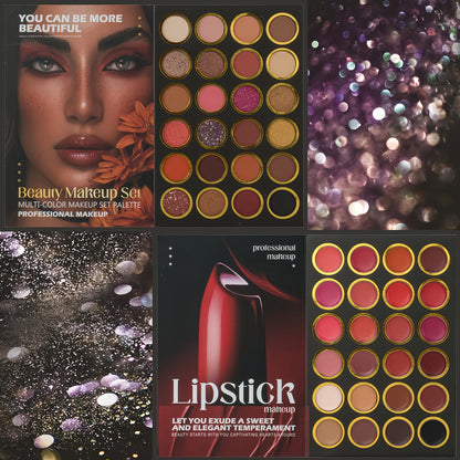 All-in-One Book-Style Makeup Palette with Eyeshadow, Blush, Highlighter, Contour & Lip Gloss - Multi-Functional One-Pan Product for Women &, Beauty Gift, Compact Palette Suitable for -the- Makeup Looks