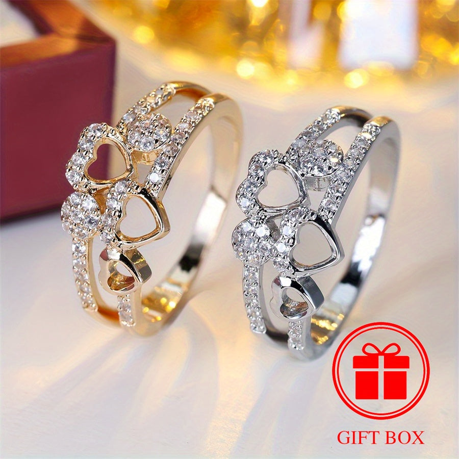 14K Gold‑Plated Heart Ring with CZ December Birthstone – Elegant Gift for Women