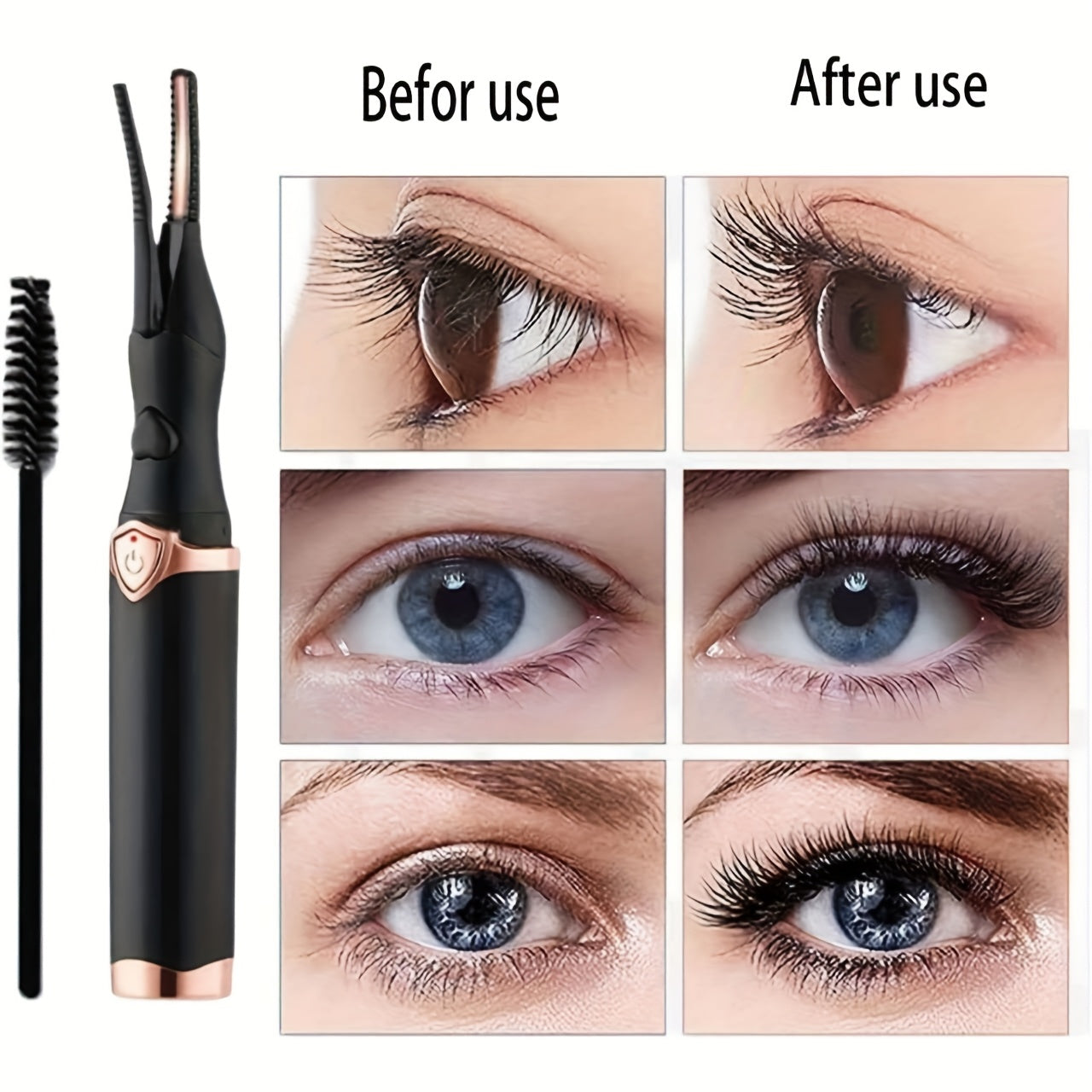 Heated Eyelash Curler USB- 2-in-1 with Comb & Clip-Type/Comb Attachment - 3  Settings, Long-Lasting Curling for Volume/Definition, USB-Rechargeable Lash Curler (Compatible with USB-Ports) - Women's Beauty Gift