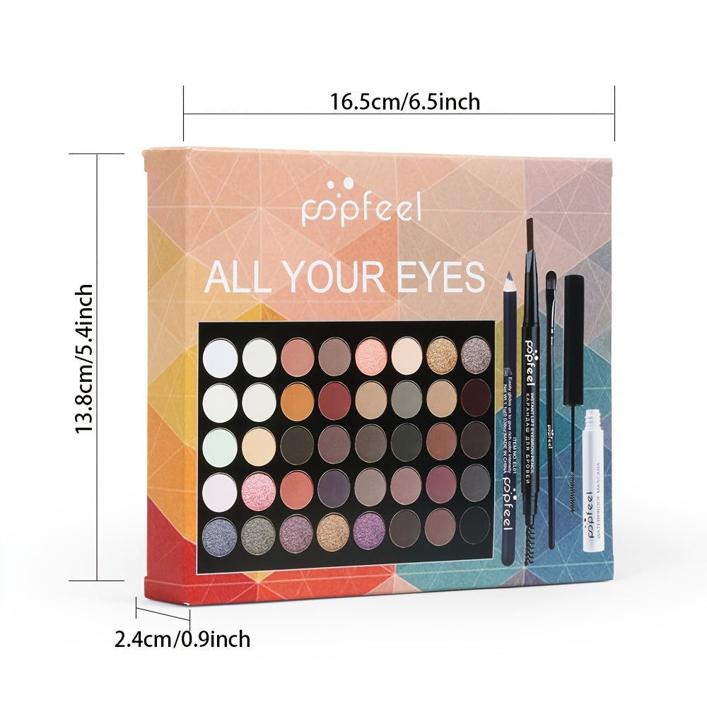 A 40-Shade Christmas Eyeshadow Palette Makeup Kit That Includes Mascara, Eyeshadow Brushes, Eyeliner, And Eyebrow Pencils, Perfect for Beginners. Ideal As a Valentine'S Day Gift for Winter Makeup Enthusiasts