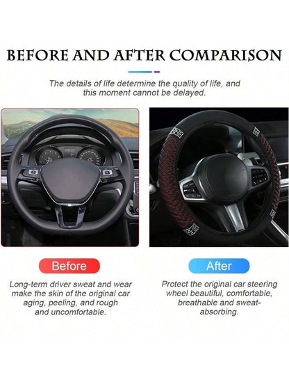 Bling Soft Leather Car Steering Wheel Cover Non-Slip Heat and Cold Protector without Inner Ring