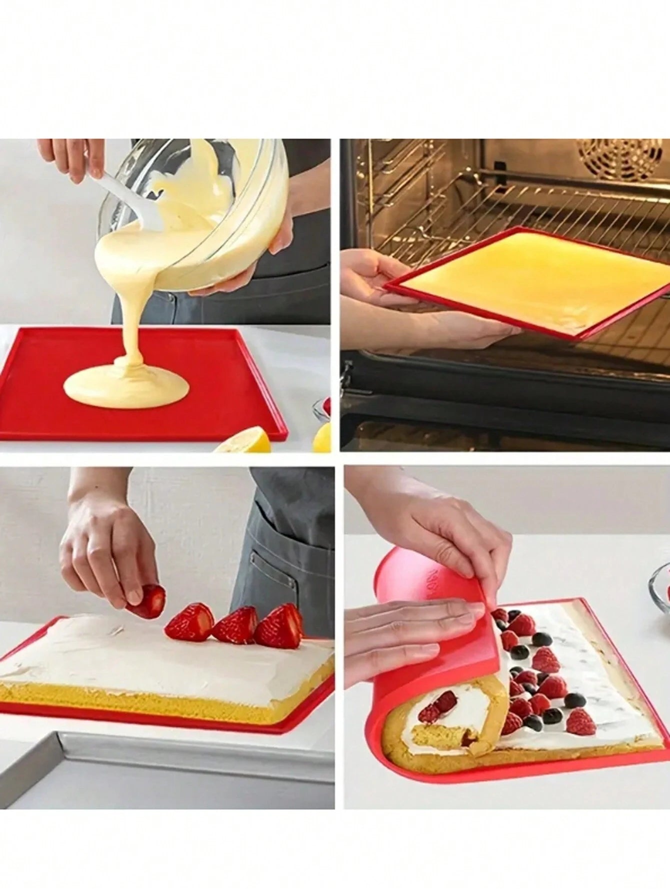 1/2/3Pcs Heat-Resistant Silicone Swiss Roll Cake Baking Mat Tray