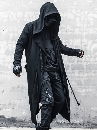 Men's Streetwear Poncho Quality Polyester Fabric Skin-friendly Casual Cardigan Coat Casual Trench Coat Rope Decoration Holiday Dress Up Clothing
