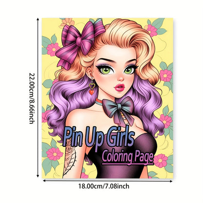 [Premium Coloring Book] 20-Page Premium Pin Up Girl Adult Coloring Book | Ideal for Birthdays, Christmas, Halloween, Thanksgiving Gifts