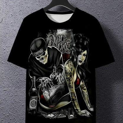 1pc, 100% Cotton, Sexy Women's Pattern Printed T-shirt, Seasonal Casual Men's T-shirt, Round Neck Cotton Short-sleeved T-shirt, Outdoor Sports, Holiday Gifts