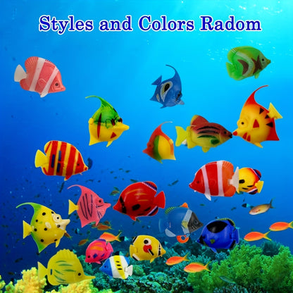 Set of 10 Floating Fish for Aquariums, Realistic Plastic Tropical Fish Decoration Suitable for Aquariums And Bathrooms.