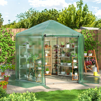 Small Walk-in Greenhouse Kit - Heavy-Duty Metal Frame, 180g Double Layer PE Cover, Indoor and Outdoor Use, Perfect for Garden, Patio, Backyard, Balcony, Easy Assembly and Durable