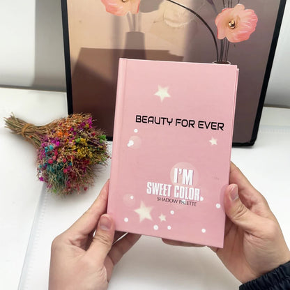 4 Pages Super Full Color Makeup In One Plate Powder Star Book Eyeshadow Plate Containing Eyeshadow + Highlights + Blush + EyebrowMagnetic Eyelashes Eyelash Curler, Lip Liner, Eyelash Clusters, Eyebrow Pencil, Hand Sanitizer S