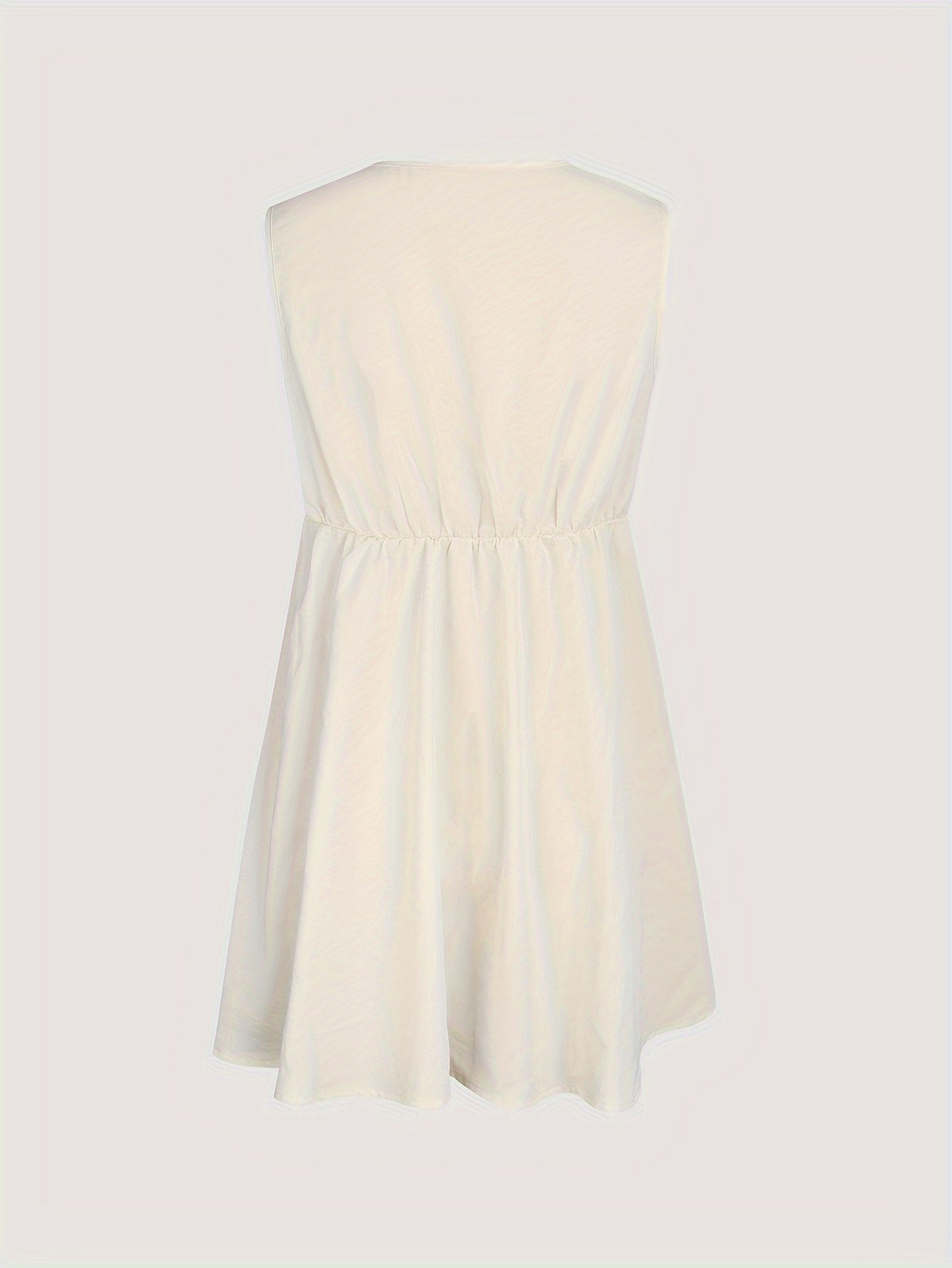 Chic V-Neck Blouse - Exuding Elegant Sophistication with Chic Tie Front Detail, Unique Irregular Hem Design, and Comfortable Sleeveless Style - Perfect for Warm Weather (Spring & Summer) Womens Clothing