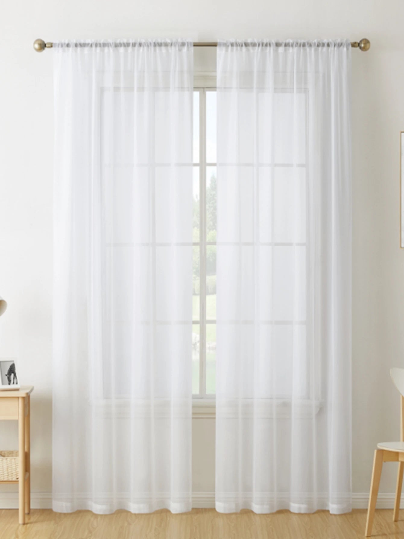 BONZER 1 Panel Sheer Voile Window Treatment Rod Pocket Curtain Panels for Kitchen, Bedroom and Living Room