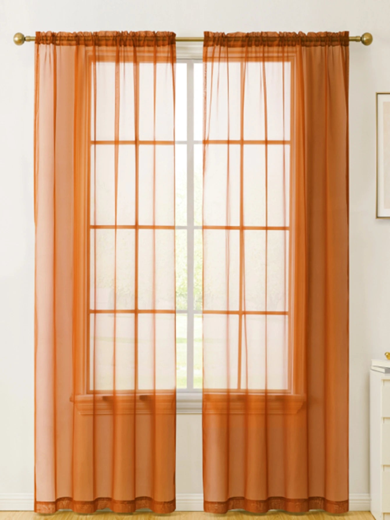 BONZER 1 Panel Sheer Voile Window Treatment Rod Pocket Curtain Panels for Kitchen, Bedroom and Living Room