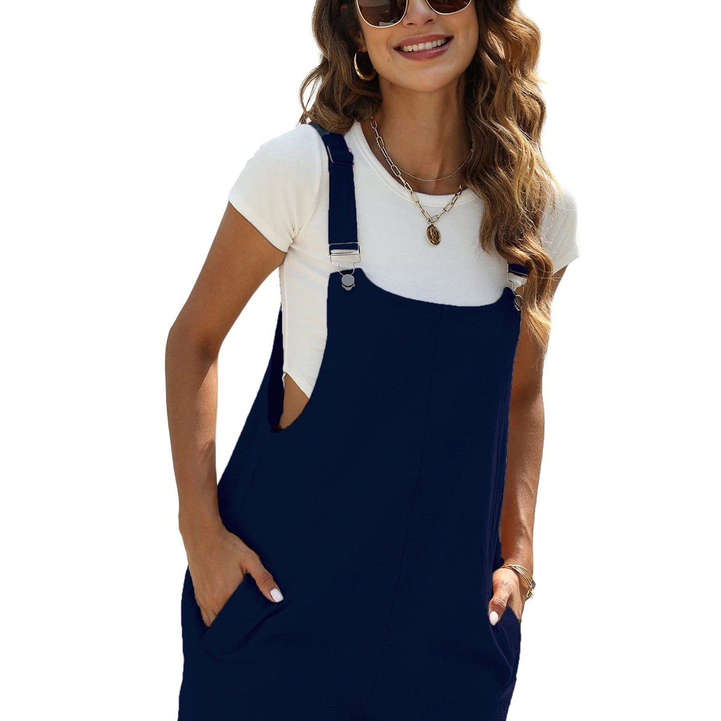 Women's Sleeveless Cotton-Linen Jumpsuit | Comfy Palazzo Style with Pockets | Easy-Care Casual Wear for Spring to Fall