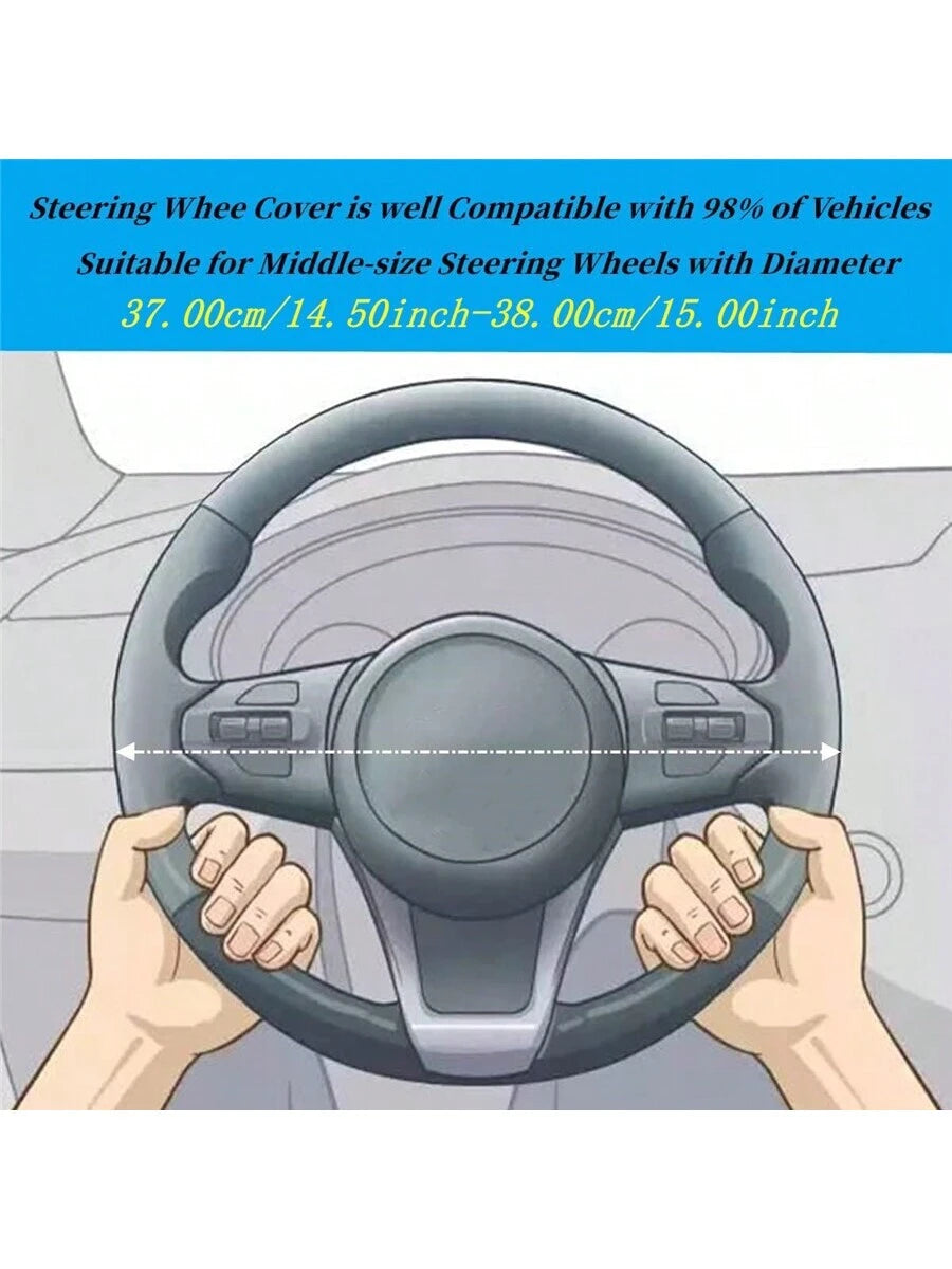 Bling Soft Leather Car Steering Wheel Cover Non-Slip Heat and Cold Protector without Inner Ring