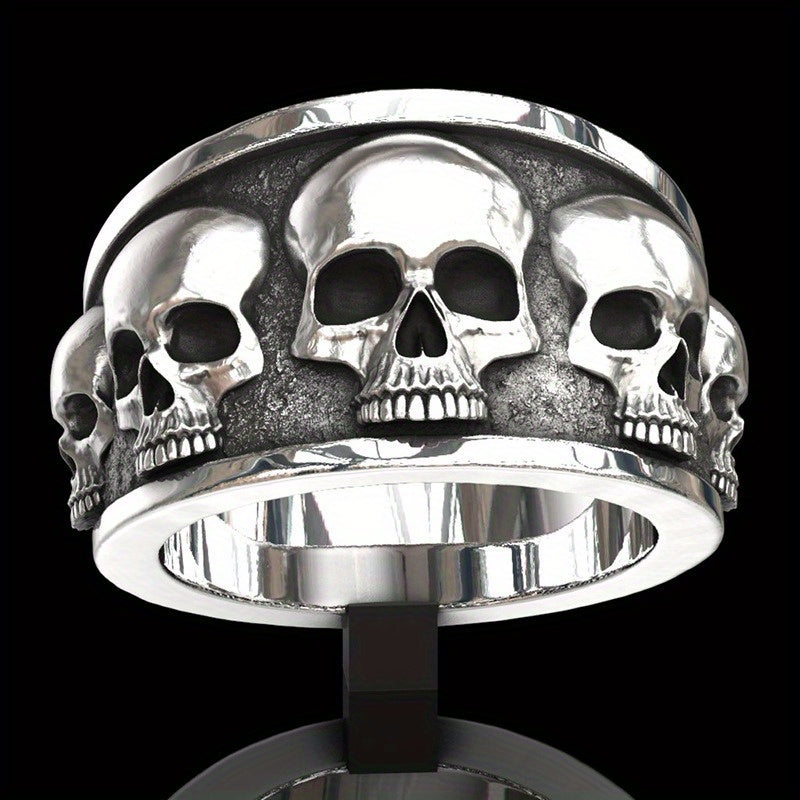 Women's Gothic Skull Ring - Minimalist Stackable Jewelry, Edgy Everyday & Party Jewelry for Women, Perfect Graduation/Christmas/Thanksgiving Gift - Year-Round Statement Ring, Skull Jewelry, Edgy Accessory, Metallic Finish