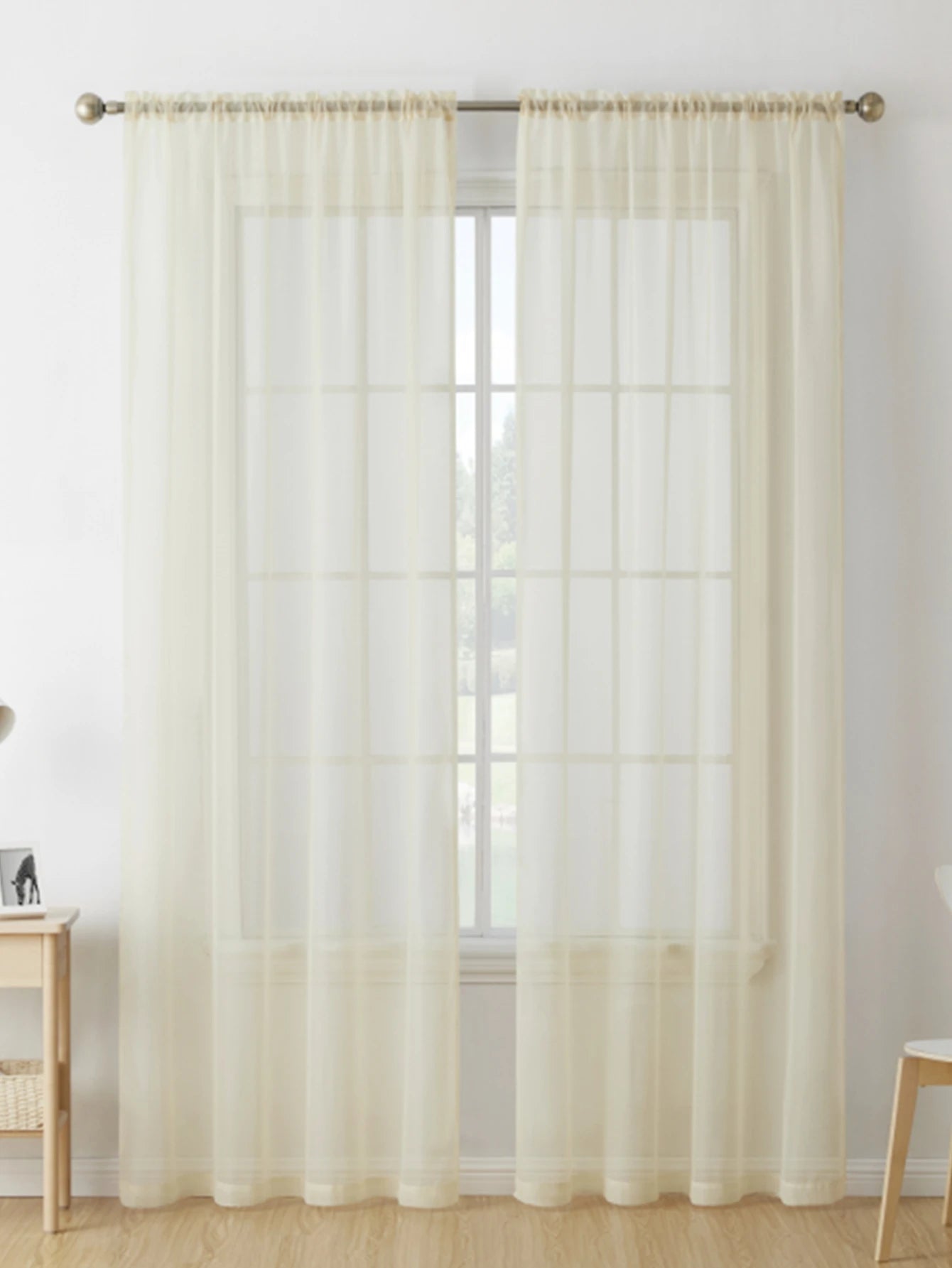 BONZER 1 Panel Sheer Voile Window Treatment Rod Pocket Curtain Panels for Kitchen, Bedroom and Living Room